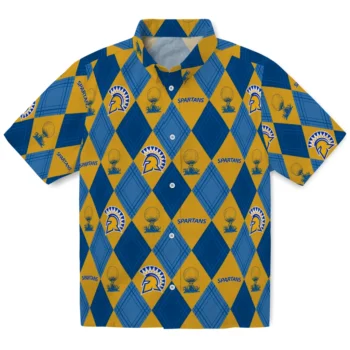 san jose state spartans balloon plaid blue hawaiian shirts best selling