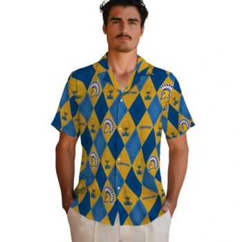 san jose state spartans balloon plaid blue hawaiian shirts fashion forward