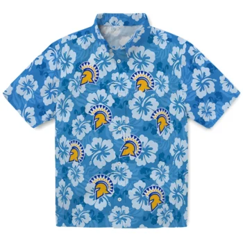 san jose state spartans hibiscus cluster blue hawaiian shirts best selling