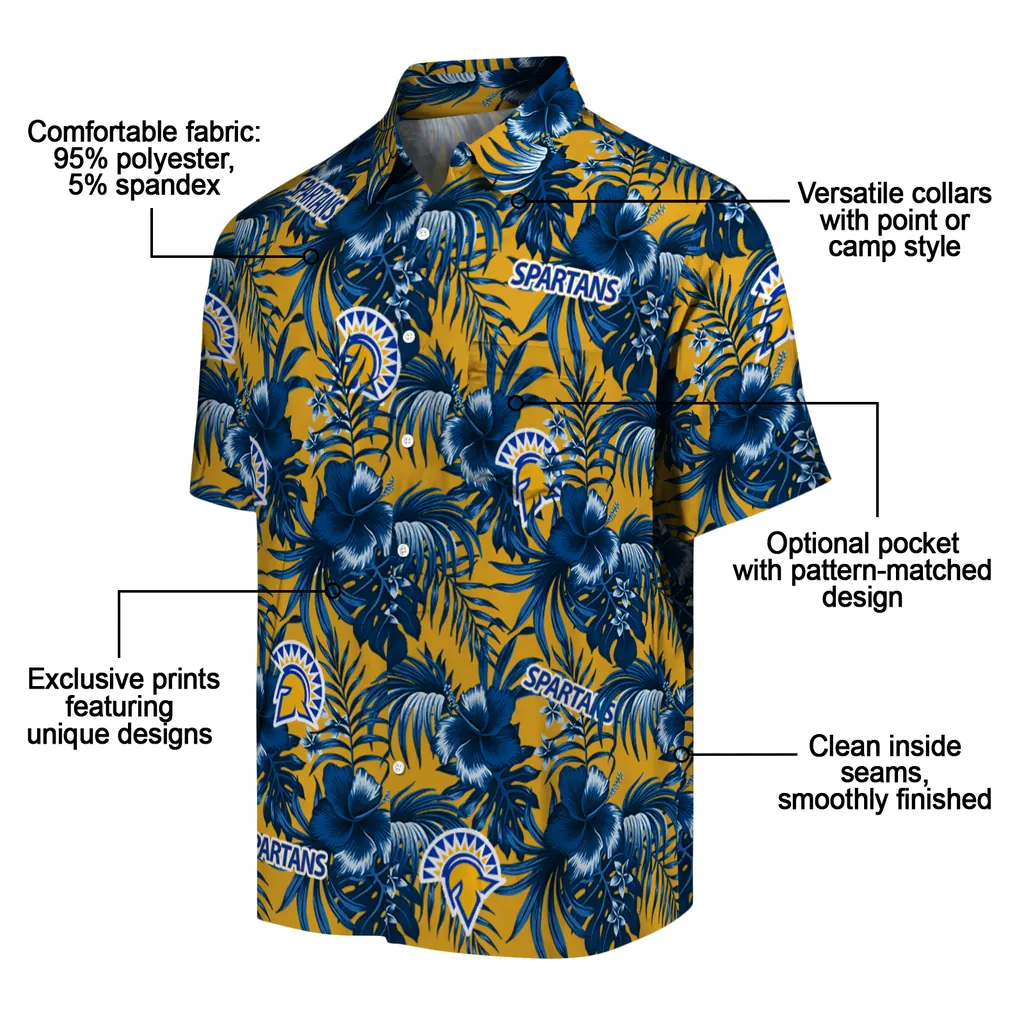 San Jose State Spartans Hawaiian Shirt - Hibiscus Exotic san jose state spartans hibiscus exotic blue hawaiian shirts new arrival