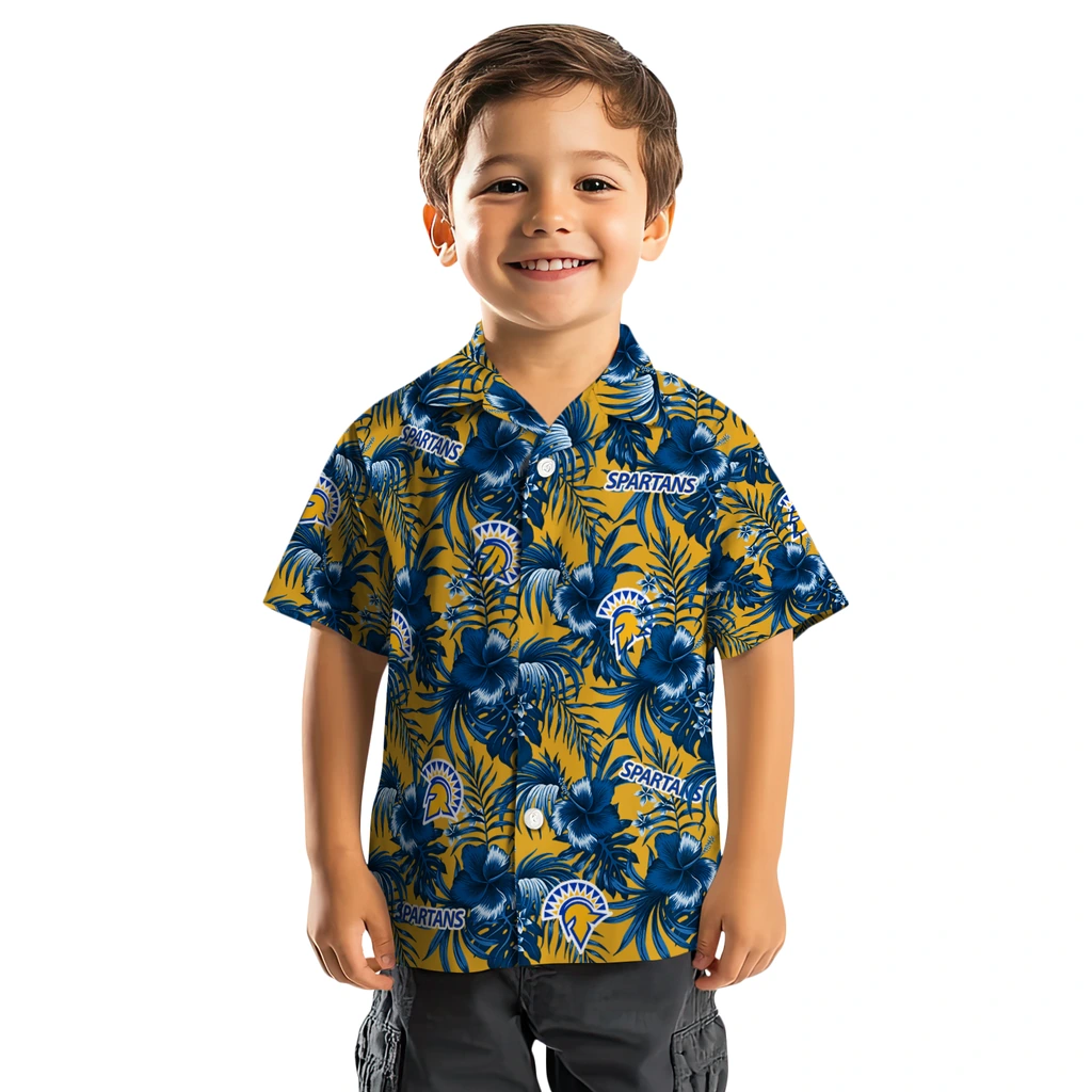 San Jose State Spartans Hawaiian Shirt - Hibiscus Exotic san jose state spartans hibiscus exotic blue hawaiian shirts top rated