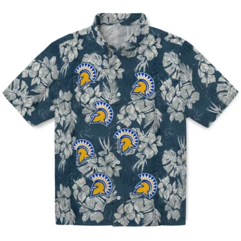 san jose state spartans hibiscus flowers navy blue hawaiian shirts best selling