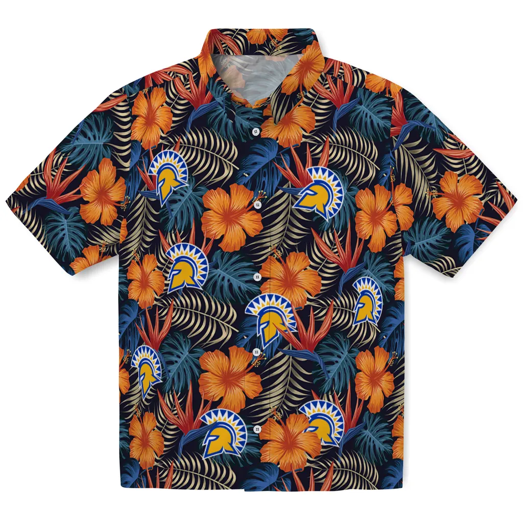 San Jose State Spartans Hawaiian Shirt - Hibiscus Foliage san jose state spartans hibiscus foliage hawaiian shirts best selling