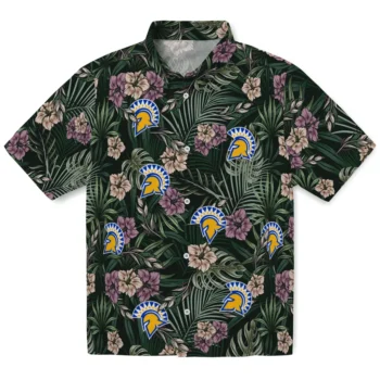 san jose state spartans hibiscus leaves pattern green hawaiian shirts best selling