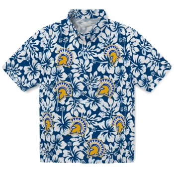 san jose state spartans hibiscus motif blue white hawaiian shirts best selling