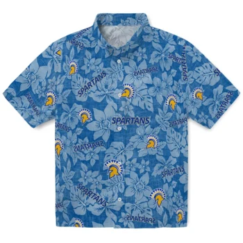 san jose state spartans hibiscus oasis blue hawaiian shirts best selling