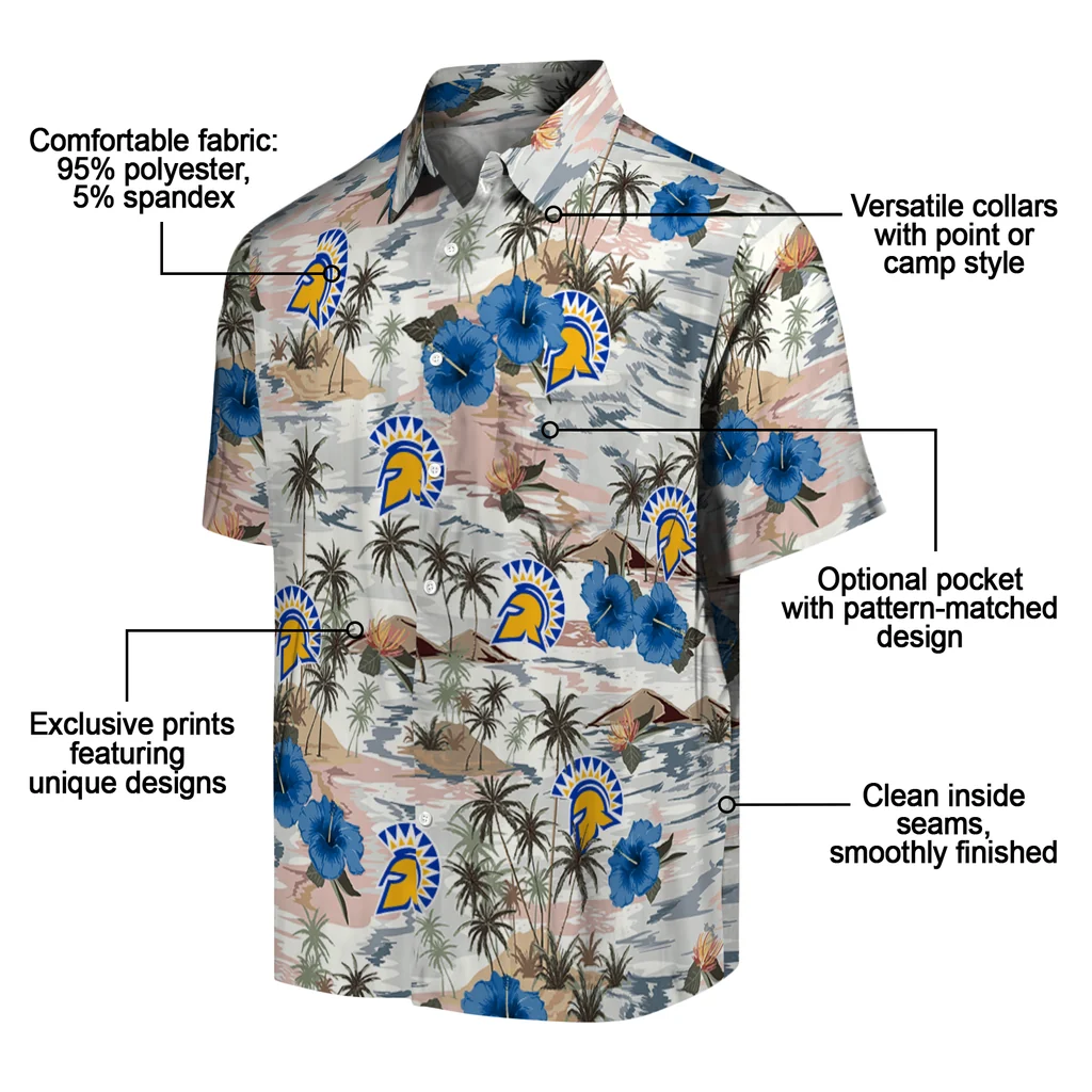 San Jose State Spartans Hawaiian Shirt - Hibiscus Seaside san jose state spartans hibiscus seaside white hawaiian shirts new arrival