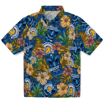 san jose state spartans tiki jungle blue hawaiian shirts best selling