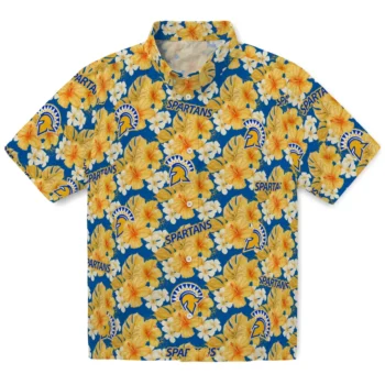 san jose state spartans hibiscus tropics blue yellow hawaiian shirts best selling