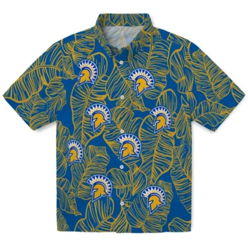 san jose state spartans leaf outline blue hawaiian shirts best selling