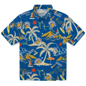 san jose state spartans palm tree island blue hawaiian shirts best selling