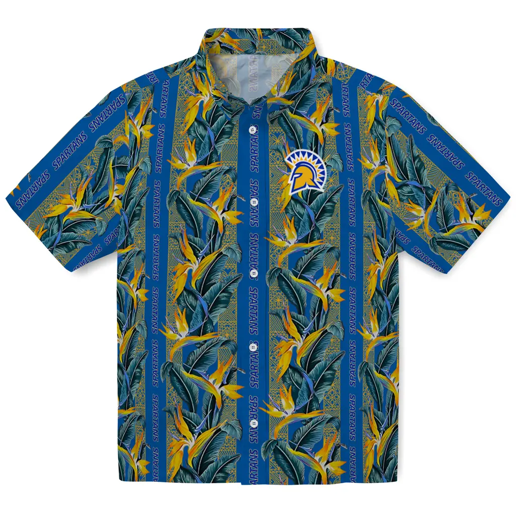 San Jose State Spartans Hawaiian Shirt - Paradise Vines san jose state spartans paradise vines blue hawaiian shirts best selling