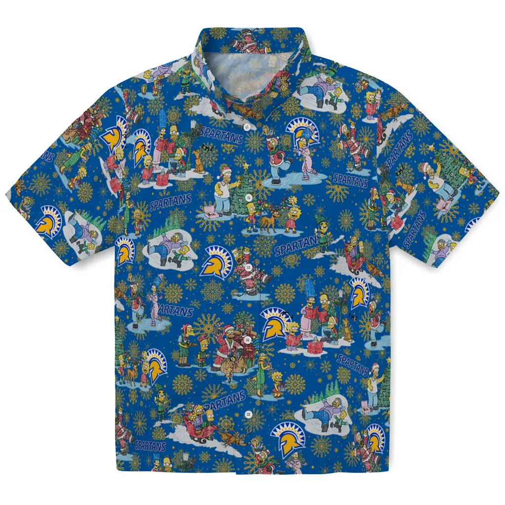 San Jose State Spartans Hawaiian Shirt - Simpsons Christmas san jose state spartans simpsons christmas blue hawaiian shirts best selling