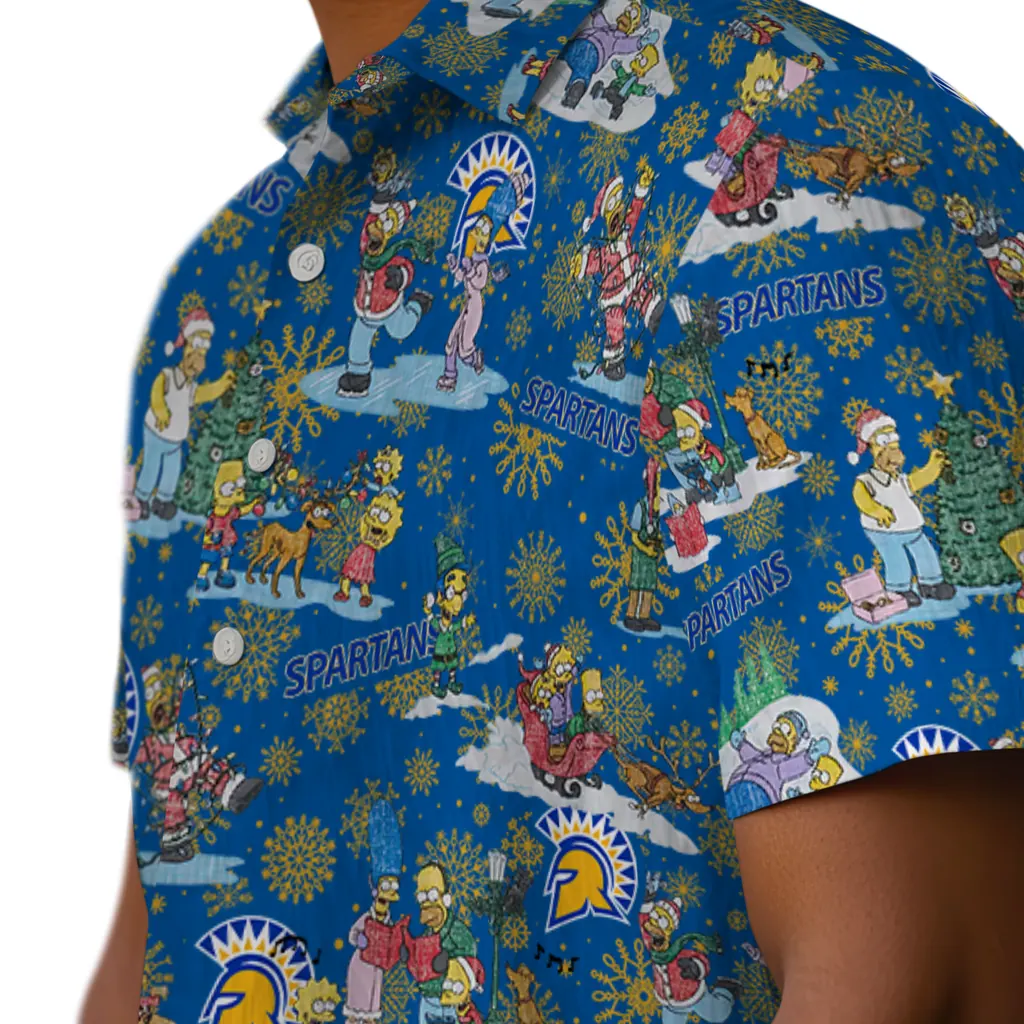 San Jose State Spartans Hawaiian Shirt - Simpsons Christmas san jose state spartans simpsons christmas blue hawaiian shirts trendy
