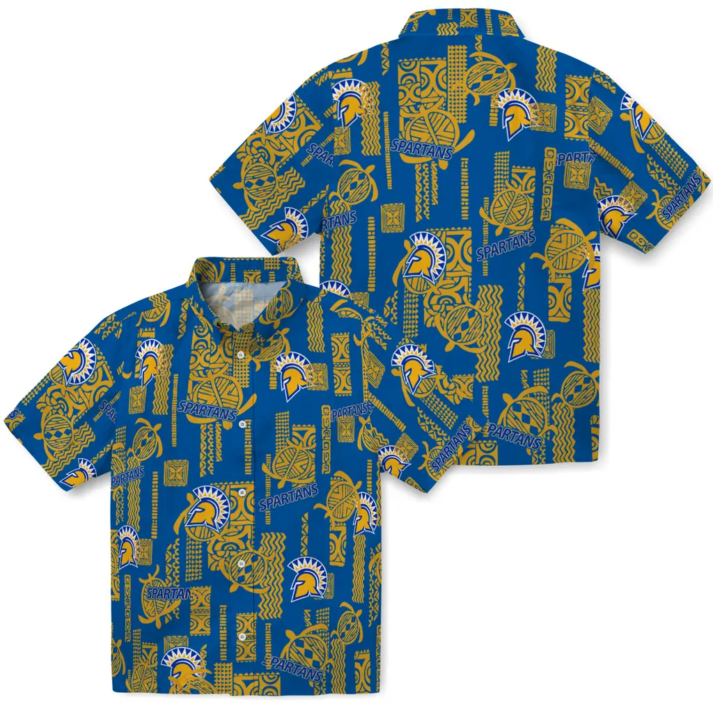 San Jose State Spartans Hawaiian Shirt - Turtle Lines san jose state spartans turtle lines blue hawaiian shirts high quality
