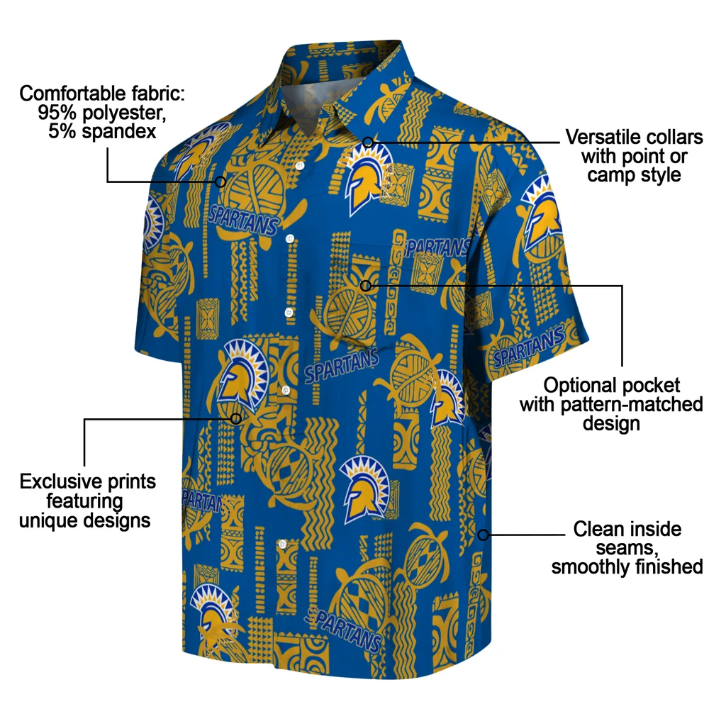San Jose State Spartans Hawaiian Shirt - Turtle Lines san jose state spartans turtle lines blue hawaiian shirts new arrival