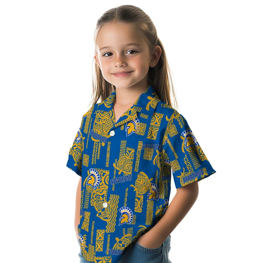 San Jose State Spartans Hawaiian Shirt - Turtle Lines san jose state spartans turtle lines blue hawaiian shirts premium grade