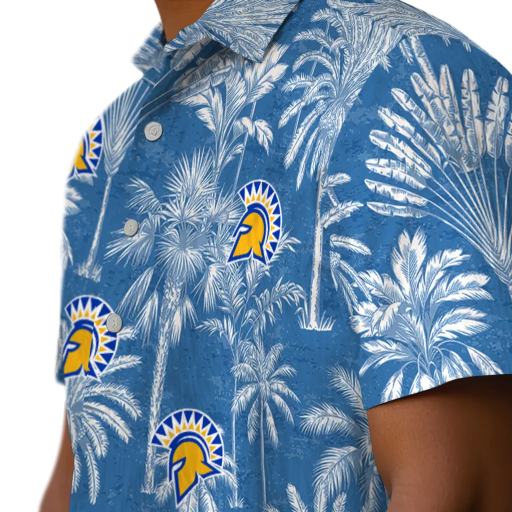 San Jose State Spartans Hawaiian Shirt - Vintage Palm Tree san jose state spartans palm shadows blue hawaiian shirts trendy