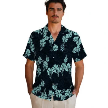 seattle kraken hibiscus petals blue hawaiian shirts fashion forward