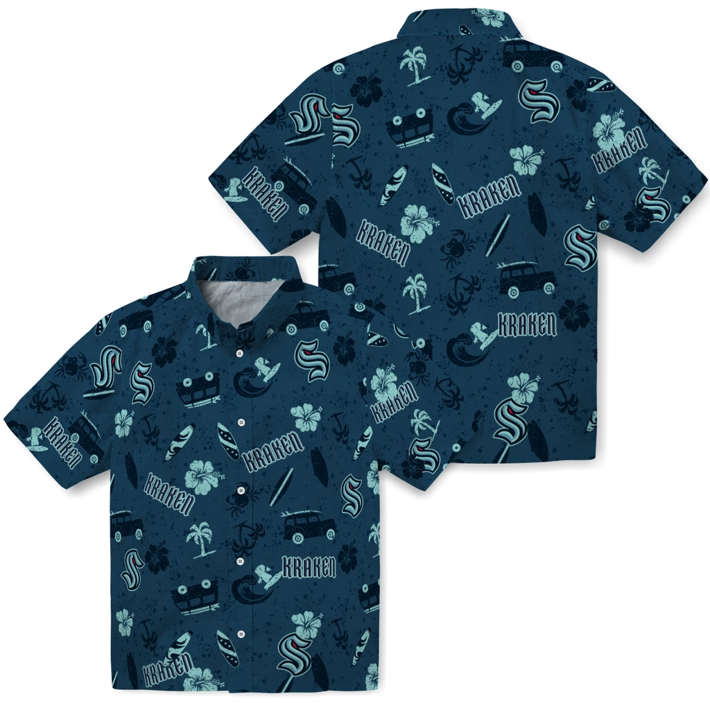 Seattle Kraken Hawaiian Shirt - Beach Vibe seattle kraken beach vibe navy hawaiian shirts high quality