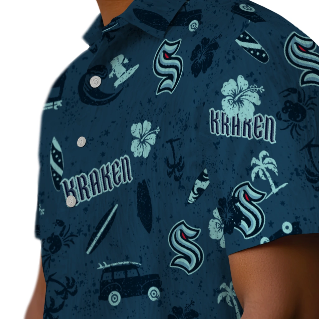 Seattle Kraken Hawaiian Shirt - Beach Vibe seattle kraken beach vibe navy hawaiian shirts trendy