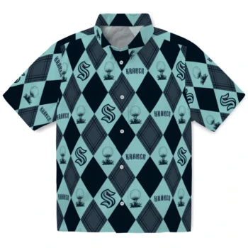 seattle kraken balloon plaid blue hawaiian shirts best selling