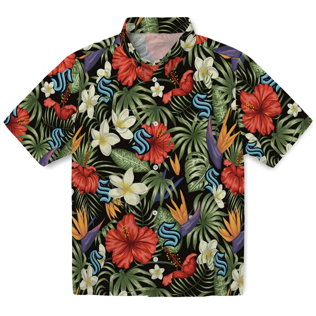 Seattle Kraken Hawaiian Shirt - Hawaii Floral Hibiscus seattle kraken hibiscus bird hawaiian shirts best selling
