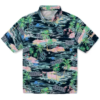 seattle kraken flamingo retreat blue hawaiian shirts best selling