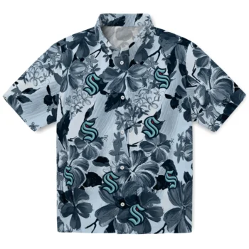 seattle kraken hibiscus arrangement blue hawaiian shirts best selling