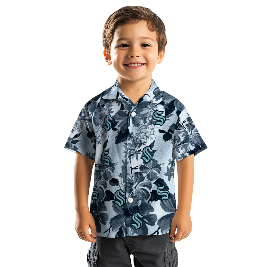 Seattle Kraken Hawaiian Shirt - Hibiscus Arrangement seattle kraken hibiscus arrangement blue hawaiian shirts top rated