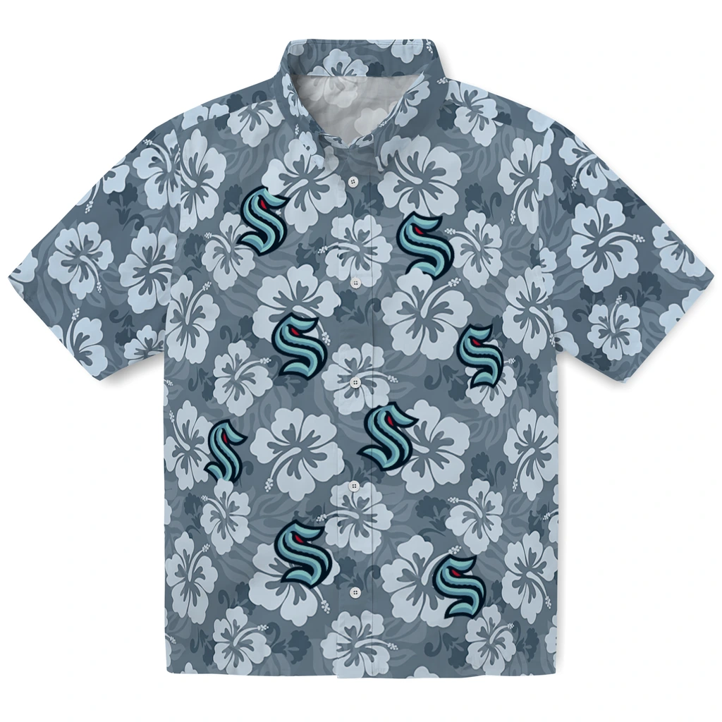 Seattle Kraken Hawaiian Shirt - Hibiscus Cluster seattle kraken hibiscus cluster blue hawaiian shirts best selling