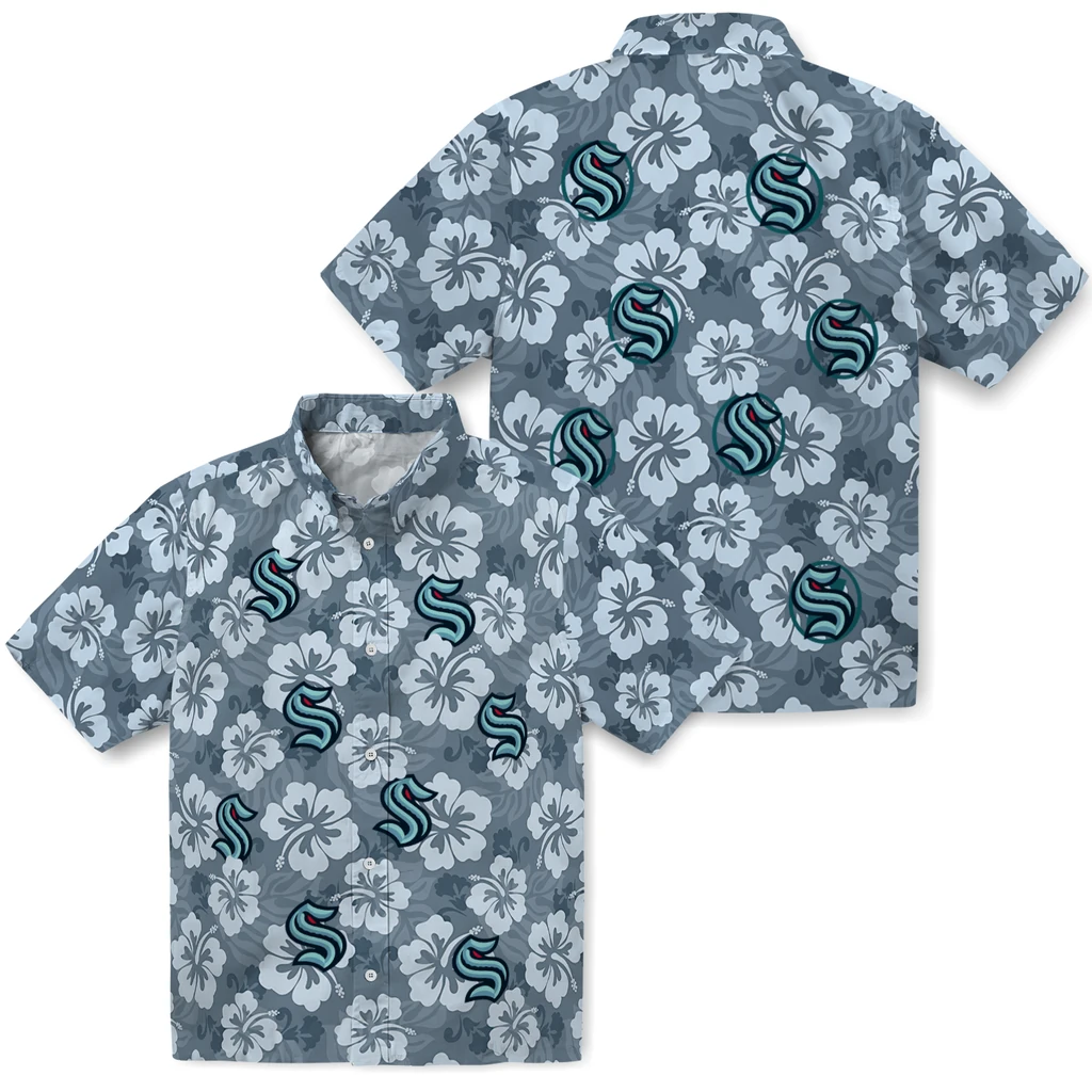 Seattle Kraken Hawaiian Shirt - Hibiscus Cluster seattle kraken hibiscus cluster blue hawaiian shirts high quality
