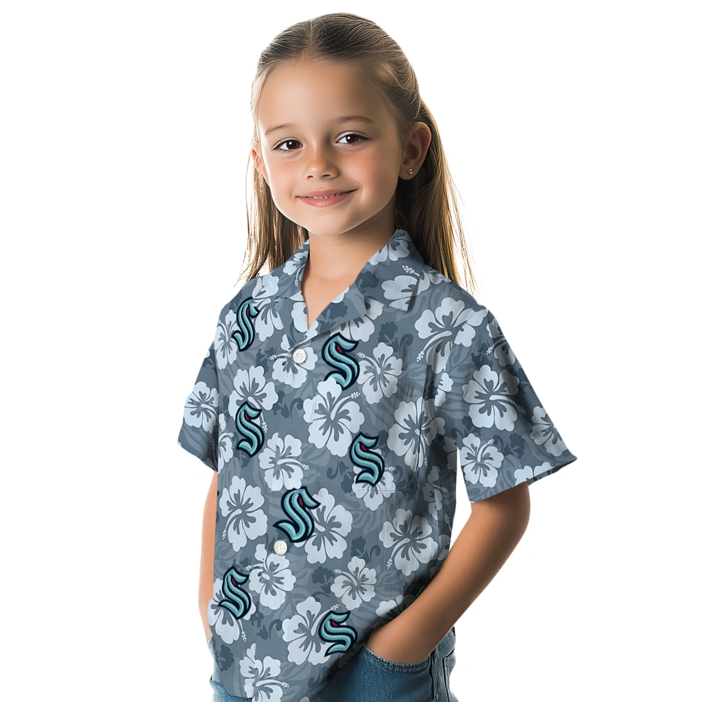Seattle Kraken Hawaiian Shirt - Hibiscus Cluster seattle kraken hibiscus cluster blue hawaiian shirts premium grade