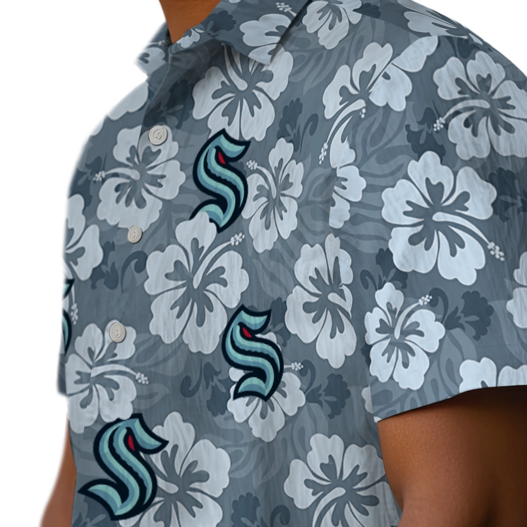 Seattle Kraken Hawaiian Shirt - Hibiscus Cluster seattle kraken hibiscus cluster blue hawaiian shirts trendy