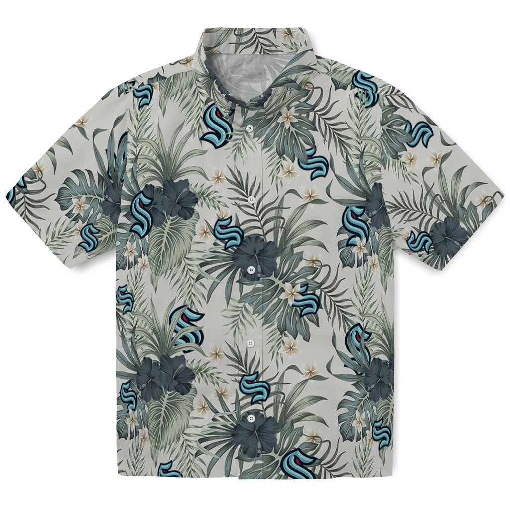 Seattle Kraken Hawaiian Shirt - Hibiscus Designs seattle kraken hibiscus designs beige hawaiian shirts best selling