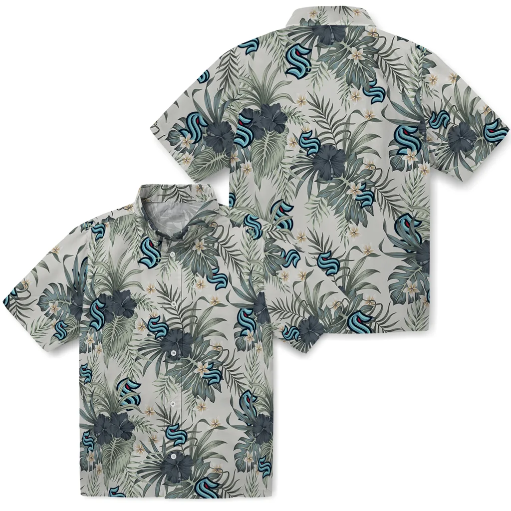 Seattle Kraken Hawaiian Shirt - Hibiscus Designs seattle kraken hibiscus designs beige hawaiian shirts high quality