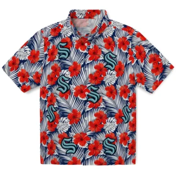 seattle kraken hibiscus fiesta red royal blue hawaiian shirts best selling