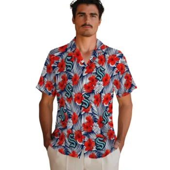 seattle kraken hibiscus fiesta red royal blue hawaiian shirts fashion forward