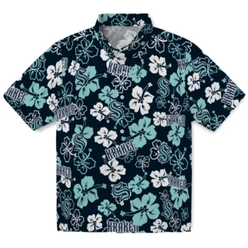 seattle kraken hibiscus bloom blue hawaiian shirts best selling