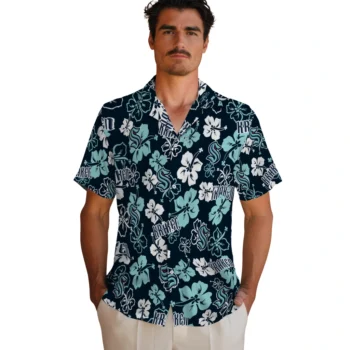 seattle kraken hibiscus bloom blue hawaiian shirts fashion forward