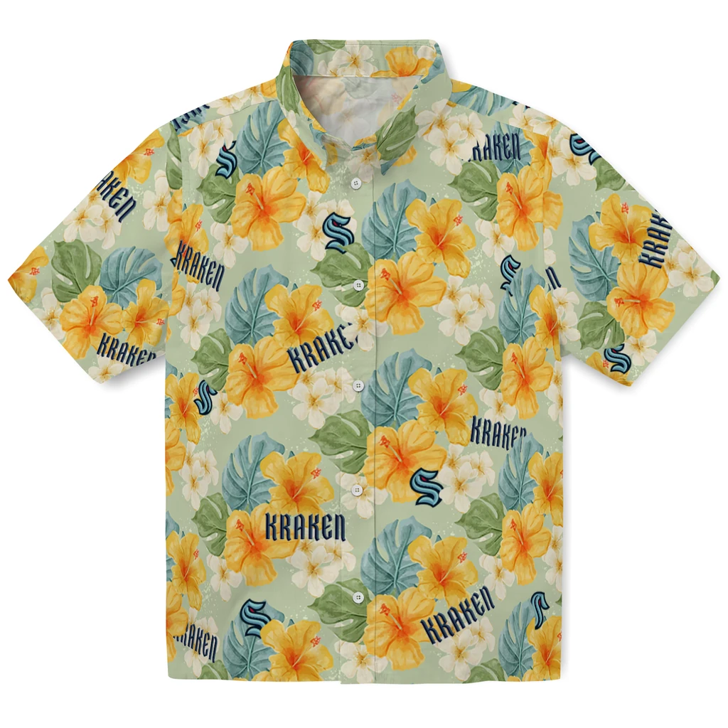 Seattle Kraken Hawaiian Shirt - Hibiscus Mood seattle kraken hibiscus mood pale lime yellow hawaiian shirts best selling