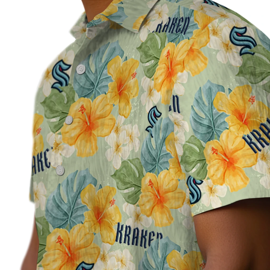 Seattle Kraken Hawaiian Shirt - Hibiscus Mood seattle kraken hibiscus mood pale lime yellow hawaiian shirts trendy