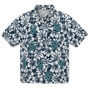 seattle kraken hibiscus motif blue white hawaiian shirts best selling