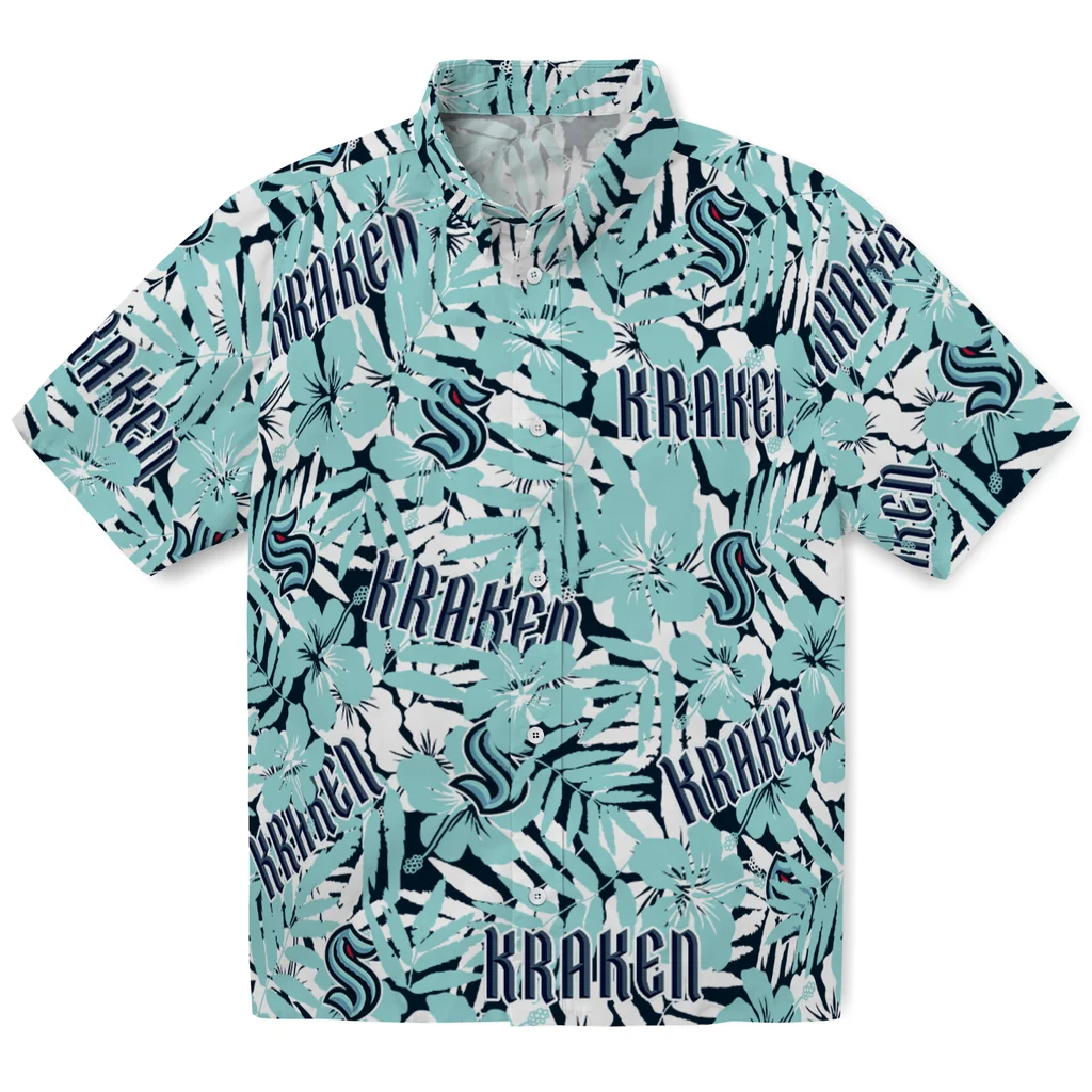 Seattle Kraken Hawaiian Shirt - Hibiscus Overlay seattle kraken hibiscus overlay hawaiian shirts best selling