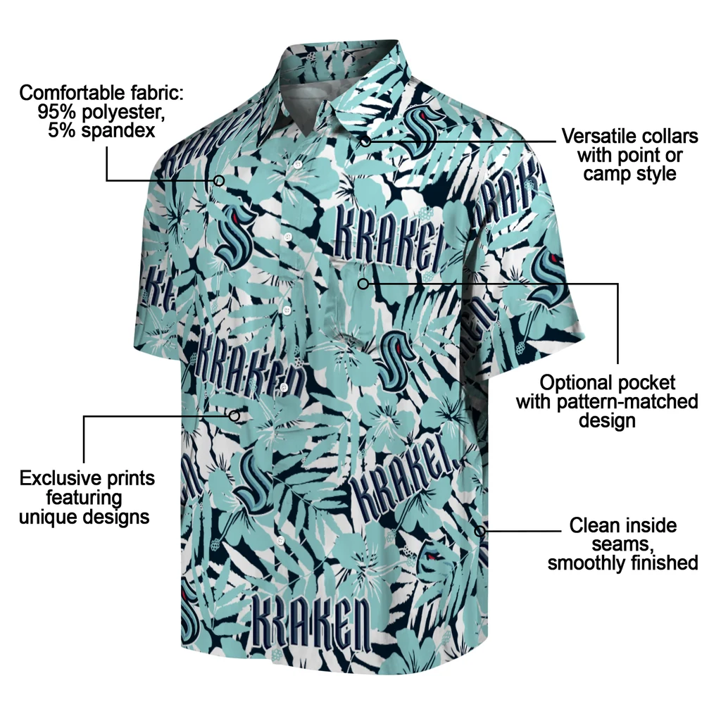 Seattle Kraken Hawaiian Shirt - Hibiscus Overlay seattle kraken hibiscus overlay hawaiian shirts new arrival