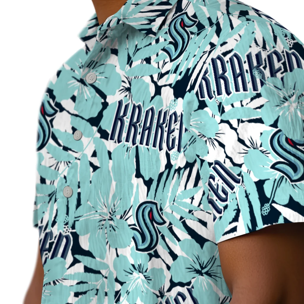 Seattle Kraken Hawaiian Shirt - Hibiscus Overlay seattle kraken hibiscus overlay hawaiian shirts trendy