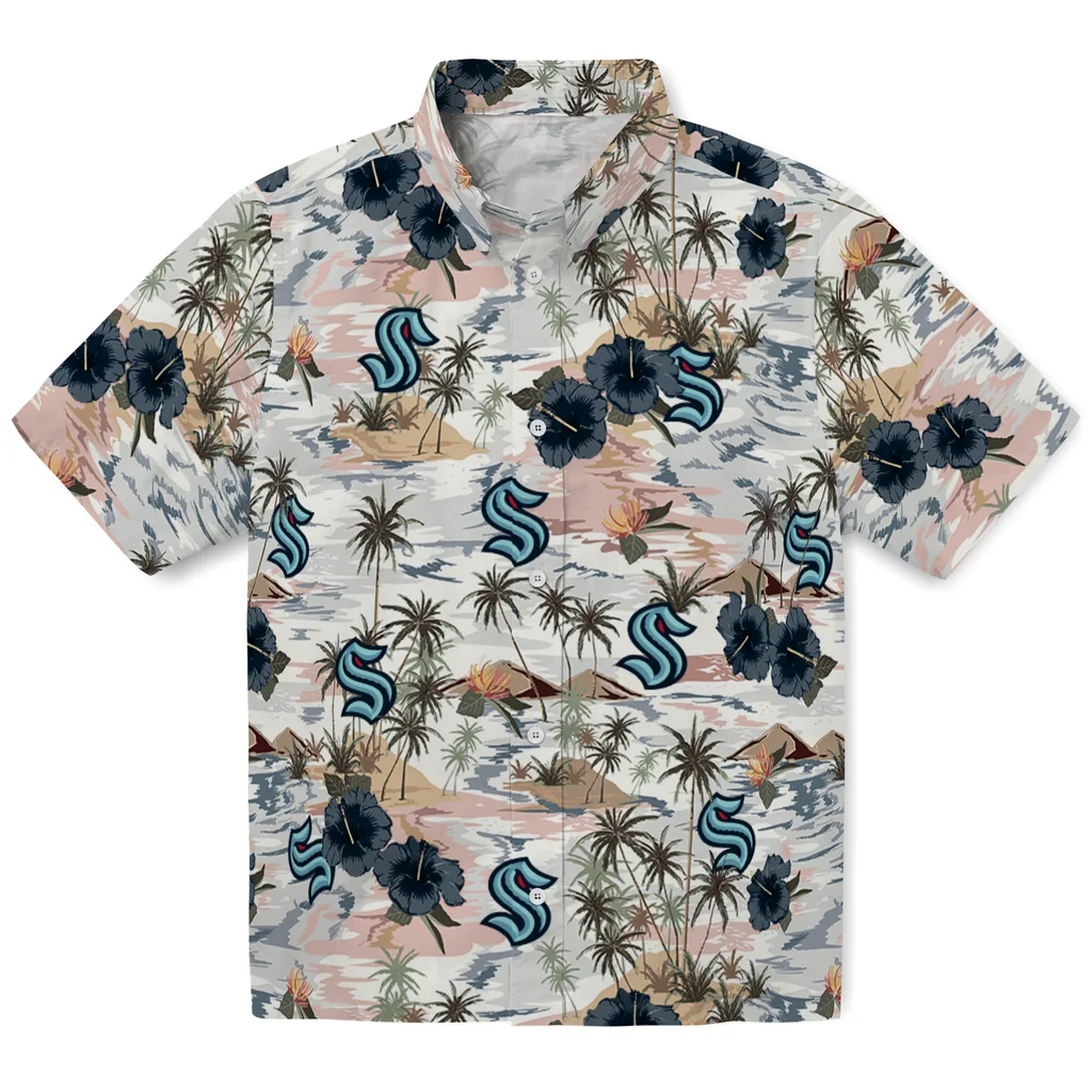 Seattle Kraken Hawaiian Shirt - Hibiscus Seaside seattle kraken hibiscus seaside white hawaiian shirts best selling