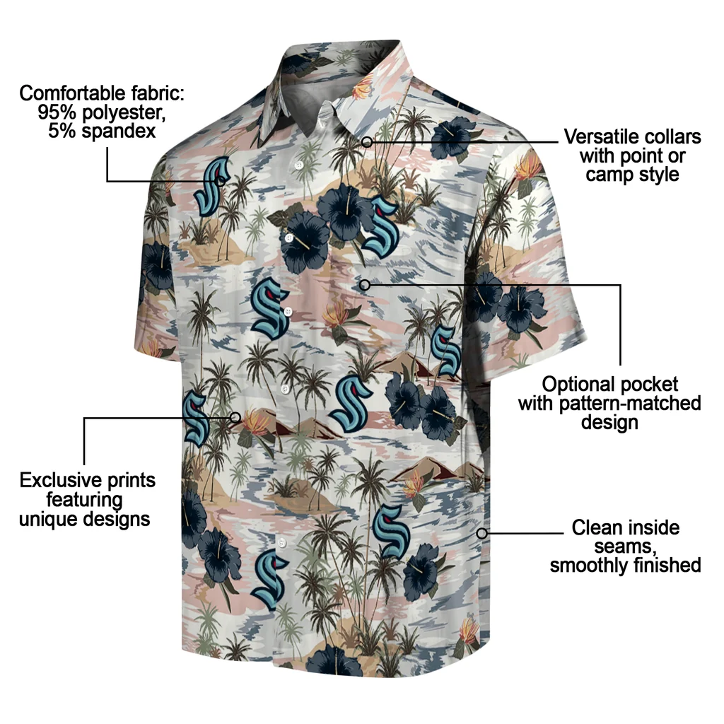 Seattle Kraken Hawaiian Shirt - Hibiscus Seaside seattle kraken hibiscus seaside white hawaiian shirts new arrival