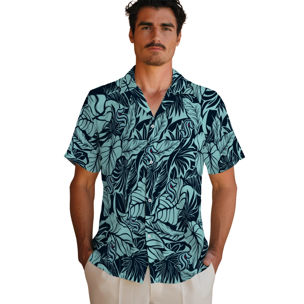 Seattle Kraken Hawaiian Shirt - Monstera Layer seattle kraken monstera layer blue hawaiian shirts fashion forward