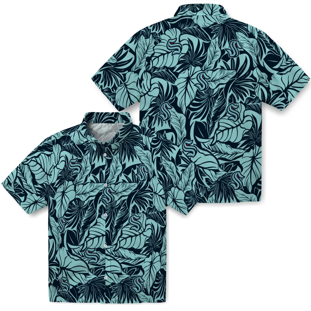 Seattle Kraken Hawaiian Shirt - Monstera Layer seattle kraken monstera layer blue hawaiian shirts high quality